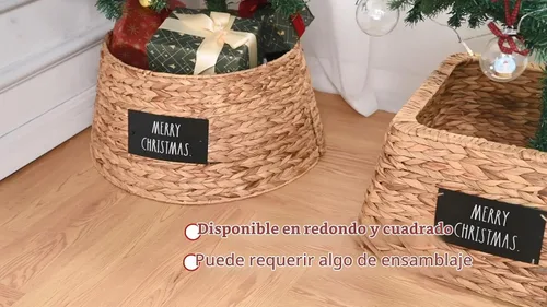 Vista 5 de Rae Dunn Collar de árbol de Navidad – Decoración de base para cubrir el soporte del árbol de Navidad artificial – Decoración rústica y de granja