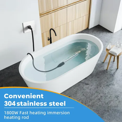 Vista 3 de Calentador de agua de inmersión de 1800W, calentador de piscina eléctrico totalmente sumergible, calentador de bañera de acero inoxidable