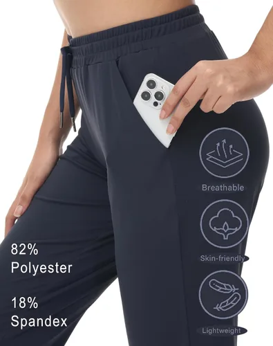 Vista 5 de ZTN Pantalones deportivos con cordón para mujer, pantalones deportivos para entrenamiento, senderismo, casuales, ligeros, con puños cónicos
