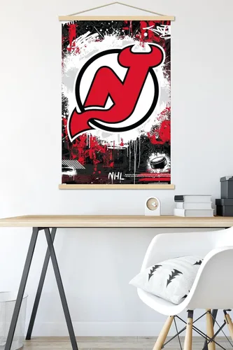 Vista 5 de Trends International NHL New Jersey Devils - Póster de pared con logotipo Maximalist 23 con marco magnético