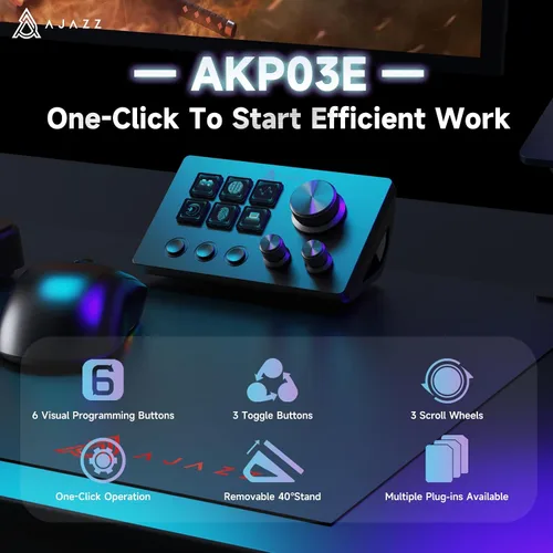 Vista 2 de AJAZZ Macro Keypad Stream Controller Deck Gaming Streaming Shortcut Keyboard, 6 Programmable Keys Customizable Visual AI Pad USB Soundboard for