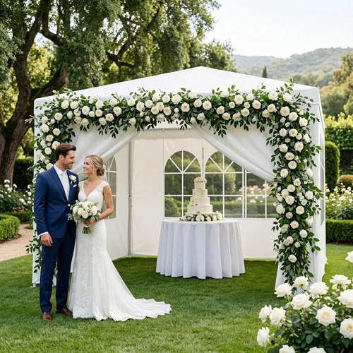 Vista 6 de Carpa para exteriores de 10 x 10 pies, tienda de campaña para fiestas de boda, cenador portátil, carpa con toldo, camping, refugio, almacenamiento