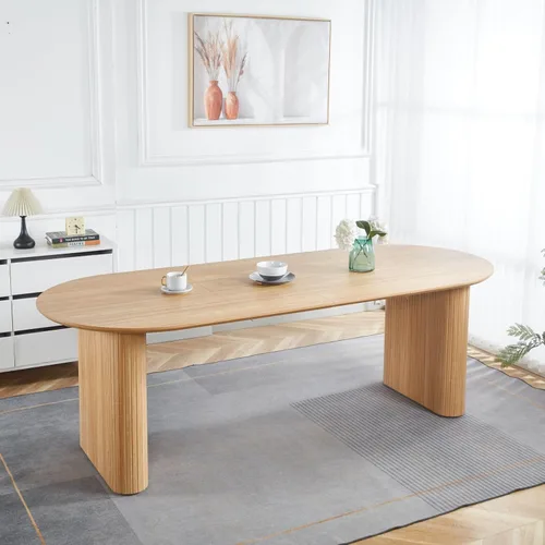 Vista 19 de WILLIAMSPACE Mesa de Comedor Extensible de Madera de 106" para 8 a 12, Mesa de Cocina Rectangular Rústica Campestre, Mesa de Comedor Grande