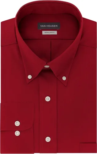 Vista 3 de Van Heusen Camisa de vestir de sarga sólida con cuello abotonado para hombre Azul cobalto