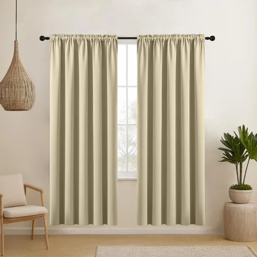 Vista 25 de CUCRAF Cortinas opacas cortas para oscurecer la habitación, paneles de cortina para ventana, bolsillo para cortinero, cortinas sólidas