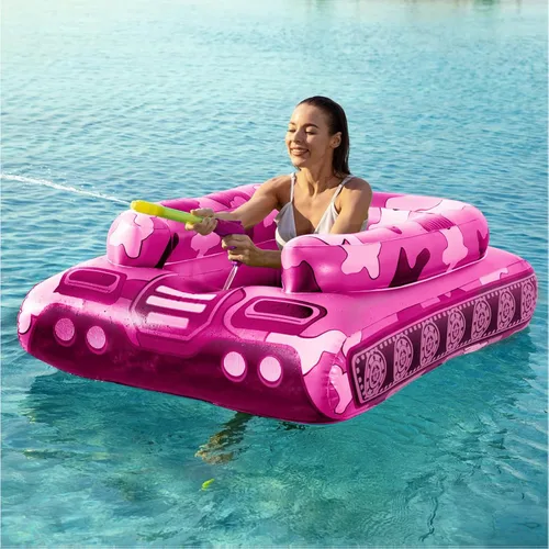 Vista 9 de Flotadores de Piscina de Tanque Inflables para Niños – Jasonwell Flotadores de Piscina para Niños Pequeños Tanque de Piscina con Cañón de Agua