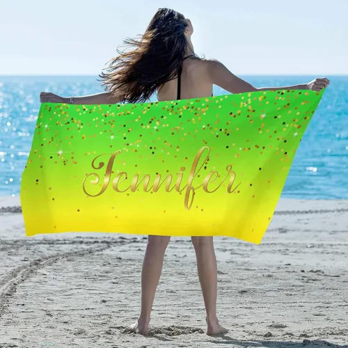 Vista 12 de Artsadd Toalla de playa personalizada con nombre, toallas de playa personalizadas con puntos azules y flores, toallas de playa con nombre