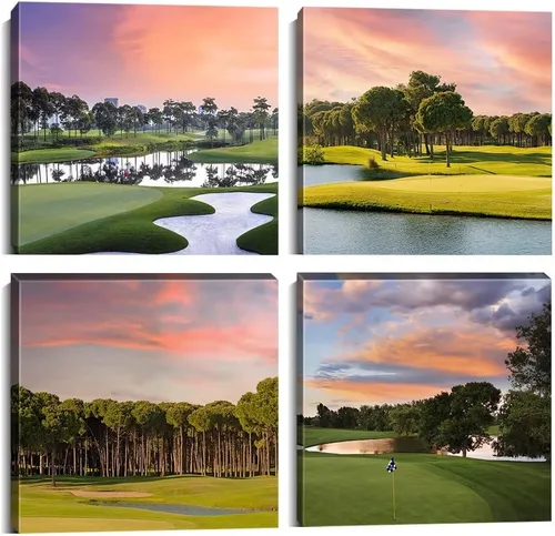 Vista 7 de Pankila Imágenes artísticas para pared de campo de golf, póster en lienzo impreso de golf de Estados Unidos, decoración de pared para sala de estar