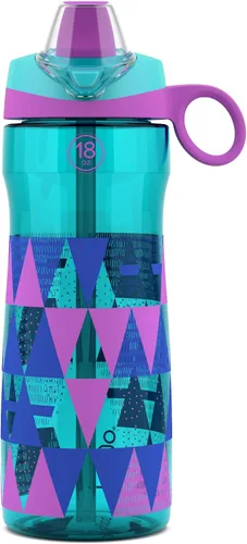 Vista 9 de Pogo Botella de agua de plástico Tritan sin BPA con tapa de popote suave, 18 onzas, azul