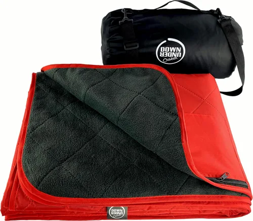 Vista 15 de DOWN UNDER OUTDOORS Manta grande impermeable y resistente al viento, extra gruesa de 350 GSM, forro polar acolchado, o manta de estadio de sherpa