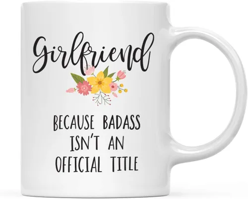 Vista 10 de Andaz Press Taza de café de 11 onzas, regalo de broma, tía porque Badass no es un título oficial, gráfico floral, 1 paquete
