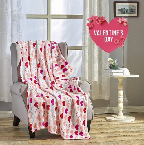 Vista 2 de Décor&More Amor Eterno Be Mine Love Collection - Manta ultraafelpada para el día de San Valentín (50 x 60 pulgadas) - Be Mine Respaldo Sherpa - Be