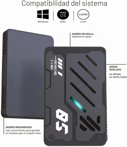 Vista 2 de Disco duro externo portátil ultra delgado USB 3.0 HDD Almacenamiento para PC, portátil, Mac, Xbox one, PS4, PS5 (250 GB)