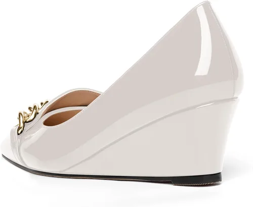 Vista 7 de MOVINSTEPS Zapatos de tacón bajo de cuña de metal para mujer, con puntera cuadrada, de 2 pulgadas