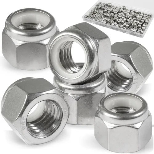 Vista 15 de Paquete de 20 tuercas de bloqueo de 1/2"-13 pulgadas, tuercas de bloqueo de acero inoxidable 304 (A2-70) con inserto de nailon, tuercas de bloqueo