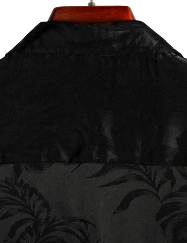 Vista 6 de VATPAVE Camisas de verano jacquard de ajuste regular para hombre, estilo casual, con botones, manga corta, con bolsillo