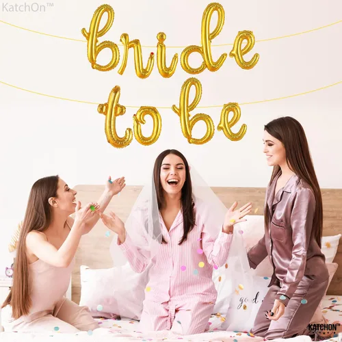 Vista 3 de KatchOn, Globos dorados con texto en inglés "Bride To Be", 16 pulgadas, globos de despedida de soltera para decoraciones de despedida de soltera, Oro
