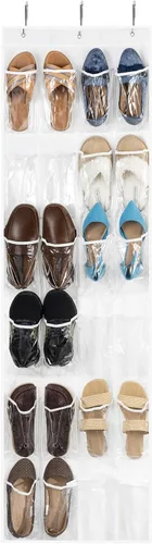 Vista 10 de Zober organizador de zapatos para la puerta con 24 bolsillos transpirables, portazapatos colgante para maximizar el almacenamiento de zapatos