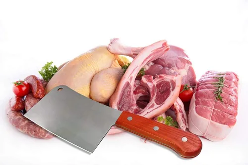 Vista 4 de Cuchillo profesional para carne, picador de acero inoxidable con mango de madera natural, cuchillo de carnicero profesional de alta resistencia