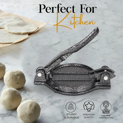 Vista 2 de Alpine Cuisine Prensa Gordita de hierro fundido de 5 pulgadas, fabricante de Gordita duradero adecuado para harina, chapattis, roti y prensa