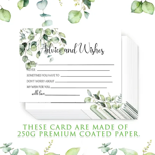 Vista 7 de Zonon 50 tarjetas de consejos y deseos, sin revestimiento, para boda, libro de visitas impreso de peso pesado para la novia y el novio, baby shower