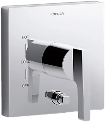 Vista 3 de Kohler Honesty - Moldura de válvula con desviador de botón y mango de palanca para válvula de equilibrio de presión Rite-Temp, requiere válvula