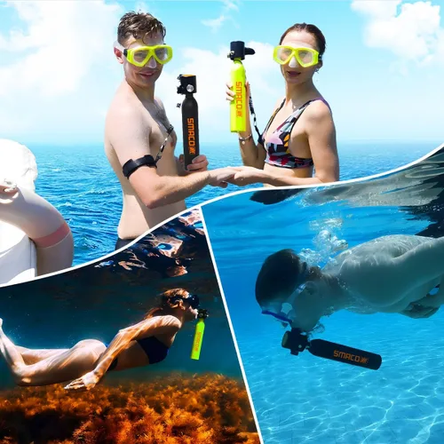Vista 7 de SMACO Botella de buceo Mini Tanque 0.5L Buceo Botella Soporta 6-10 Minutos Buceo para Buceo o como Botella de Aire de Repuesto