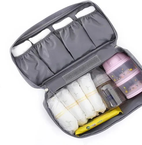 Vista 5 de Vpang portátil multifuncional calcetines ropa interior sujetador organizador caso viaje bolsa de almacenamiento cubo embalaje bolsa cosmética gris