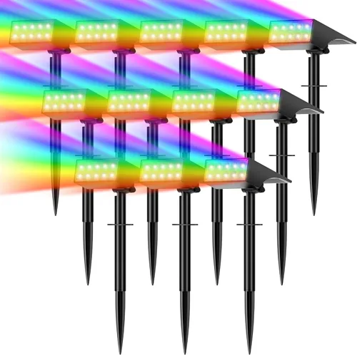 Vista 10 de WENATY Focos solares para exteriores, impermeables, IP65, LED brillantes, iluminación solar de paisaje para patio de jardín exterior, focos