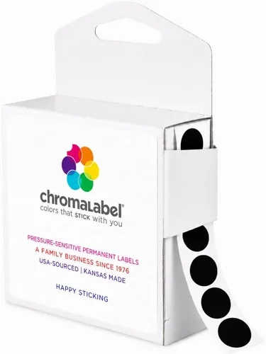 Vista 23 de ChromaLabel Kit de puntos verdes y rojos con código de color permanente de 1/2 pulgada, 2 cajas, 1000/caja