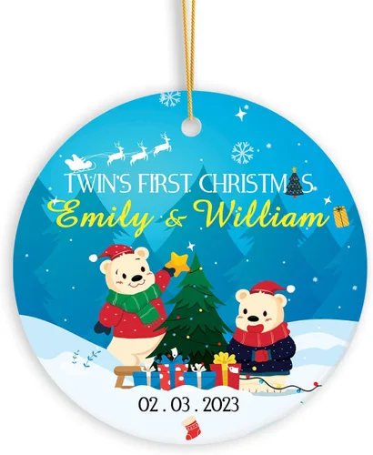 Vista 10 de Adorno de Navidad personalizado para parejas, adorno de nuestra primera Navidad juntos, regalo de recuerdo personalizado para parejas, adorno
