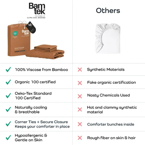 Vista 7 de Juego de funda de edredón - Funda de edredón 100% viscosa derivada de bambú, tamaño Queen, 3 piezas de funda de edredón refrescante de lujo