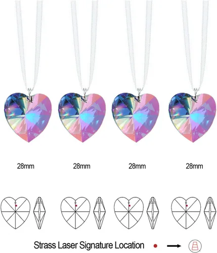 Vista 2 de Cristales Colgantes Cristal Swarovski Aurora Boreal 1.102 in Prismas Oídos 4 uds