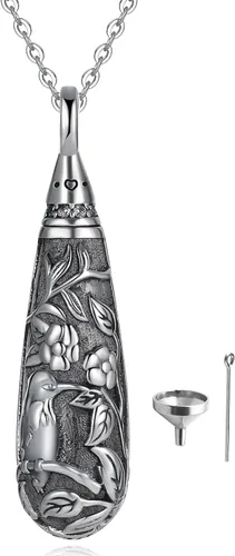 Vista 14 de Collar con colgante de urna de cenizas de cremación y árbol de la vida para mujer, plata de ley US1