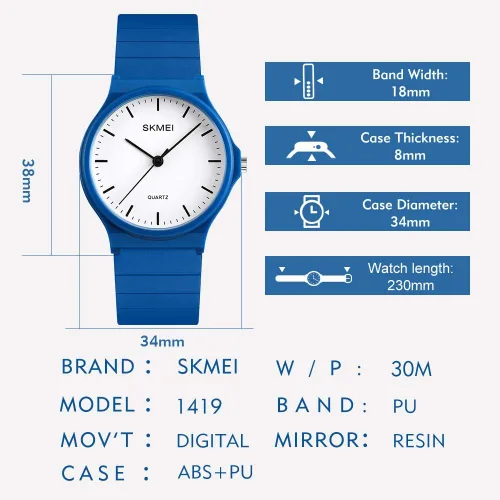 Vista 7 de Reloj de pulsera para mujer, de cuarzo, resistente al agua, de resina, a la moda, informal, para niñas