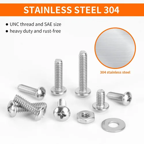 Vista 3 de Kit surtido de 800 tornillos y tornillos, 4-40#6-32#8-32#10-24 Phillips Pan Head Surtido Tornillos y arandelas planas, Kit surtido de tuercas