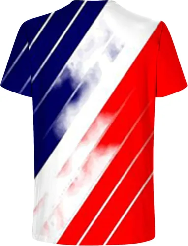 Vista 4 de Muscularfit Camisas de verano para hombre, elegante, casual, cuello redondo, manga corta, bandera americana, ajustadas, para el Día