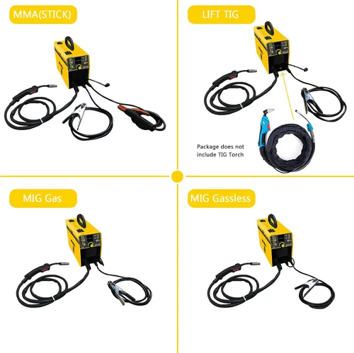 Vista 6 de Soldador MIG, soldador multiproceso sin gas de doble voltaje de 110/220 V, alambre sólido 4 en 1/flujo MIG/Stick ARC/Lift TIG, IGBT Inverter