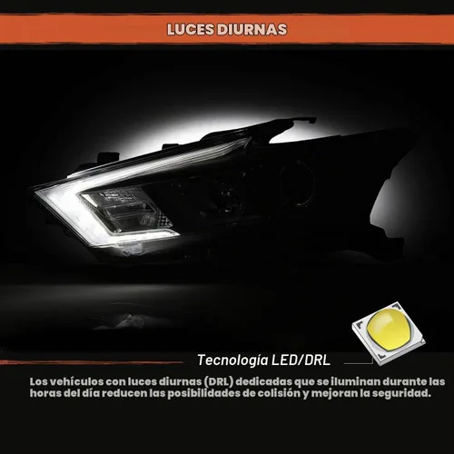 Vista 5 de AKKON – Compatible con Maxima S SL SV Sedan LED DRL 2016-2018 señal de giro cromado [tipo halógeno] par de faros delanteros conductor + pasajero