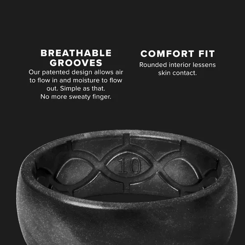 Vista 4 de Groove Life - Anillo de boda de goma transpirable para hombres, de silicona sólida, diseño único, anillo de ajuste cómodo