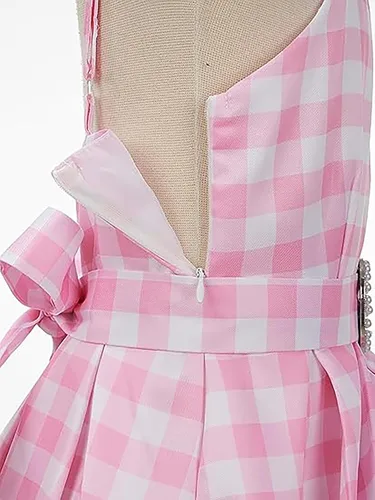 Vista 4 de Vestido de cosplay de película para niñas, disfraz rosa para fiesta de cumpleaños, 3-8 años