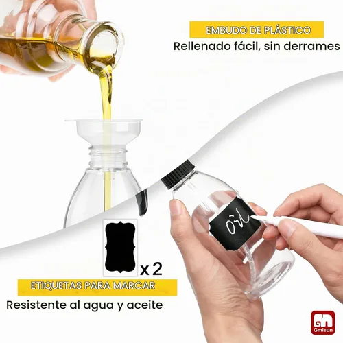 Vista 5 de gmisun Pulverizador de aceite para cocinar, paquete de 2 botellas de aceite de oliva, pulverizador de aceite de plástico de grado alimenticio de 10