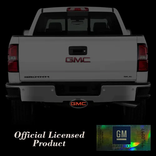 Vista 6 de Cubiertas de receptor de enganche con luz LED Autogem, cubierta de enganche GMC oficialmente licenciada (cromado)