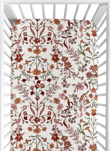 Vista 9 de Sweet Jojo Designs Orange Girl - Sábana bajera ajustable para cuna para bebé, recién nacido, habitación de bebé, colchón estándar óxido quemado