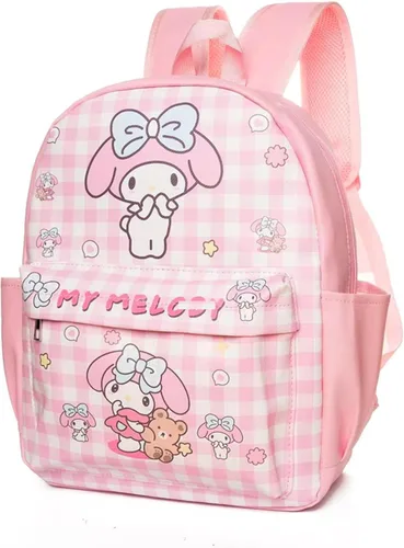 Vista 8 de Roffatide Dibujos animados Cinnamoroll Todo Sobre Impresión a Cuadros Casual Mochila Linda Mochila Viaje Bicicleta Mochila Senderismo Mochila Azul
