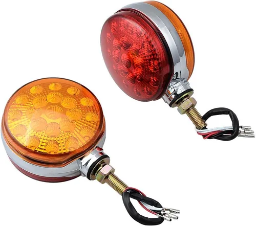 Vista 17 de Astra Depot 1 par de luces de cara doble de 24 LED de 3 pulgadas redondas, rojas/ámbar/blancas con lente transparente, para guardabarros SEMI CAMIÓN