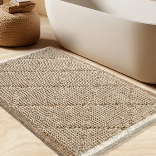 Vista 41 de Tapete de baño con diseño de gofre, moderno, bohemio, absorbente, antideslizante, ultrasuave, lavable a máquina, con letra de baño, dormitorio