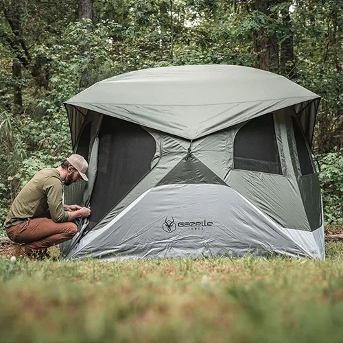 Vista 2 de Tienda de campaña Gazelle Tents™ T4 Hub, fácil instalación en 90 segundos, impermeable, resistente a los rayos UV, piso removible, amplias opciones