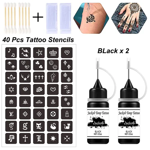 Vista 4 de Kit de tatuaje temporal, tatuaje semipermanente de gel Jagua a mano alzada, tatuajes de temperatura para mujeres, niños y hombres, pintura de arte