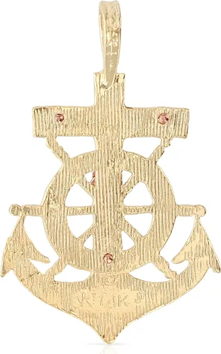 Vista 2 de Ioka - 14K Two Tone Gold Religious Crucifix Anchor Charm Small Pendant For Necklace or Chain